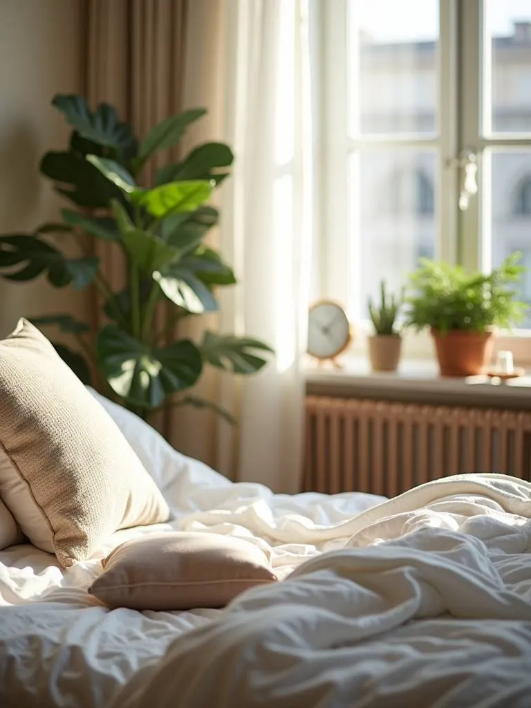 A dedicated meditation space creating a peaceful environment in a bedroom.