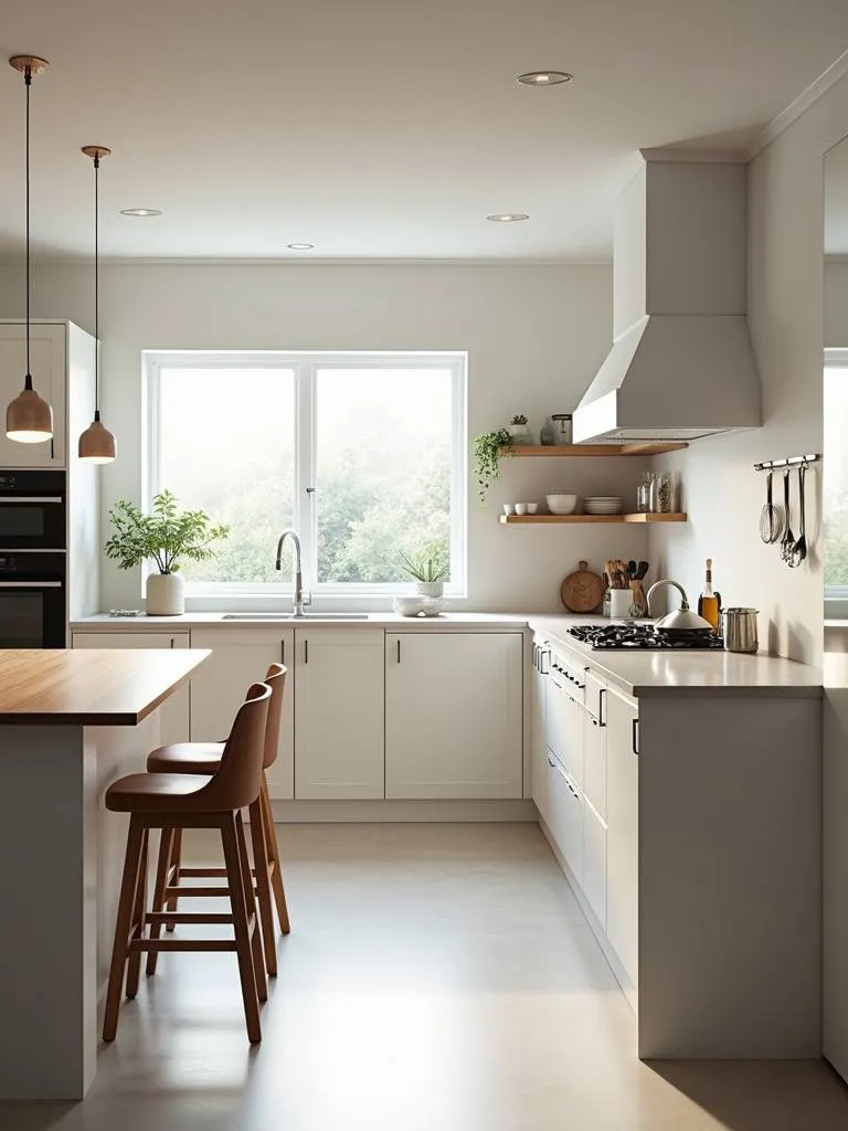 A modern kitchen design featuring well placed bar stools that enhance style and seating.