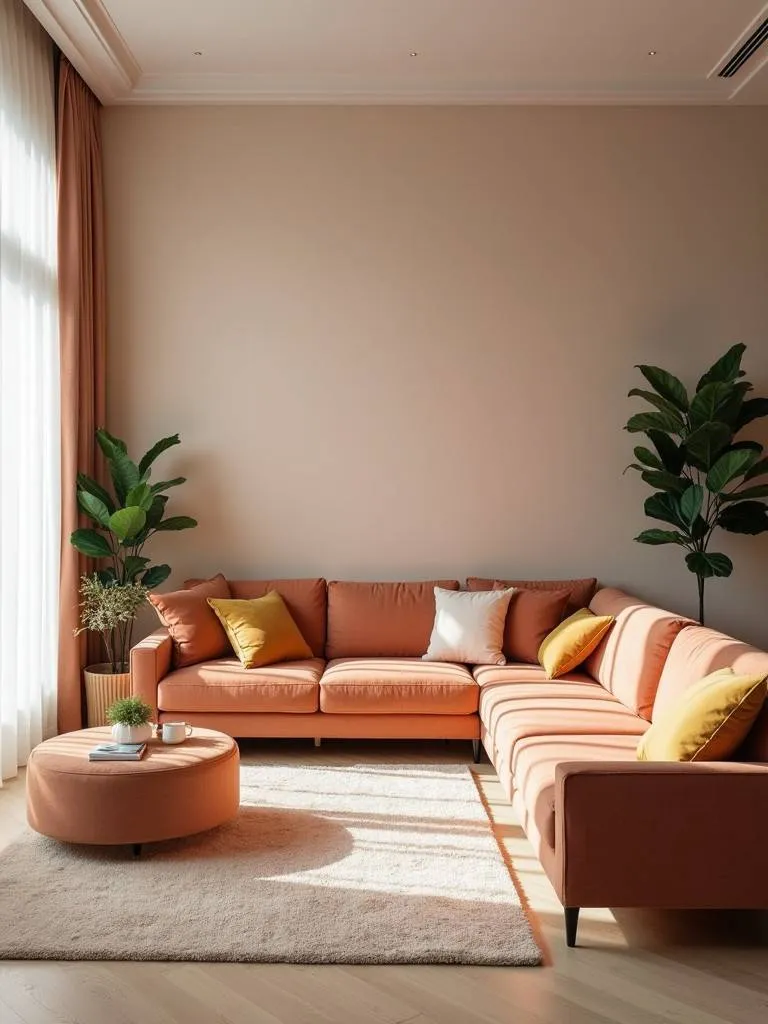 A living room with a harmonious color palette.