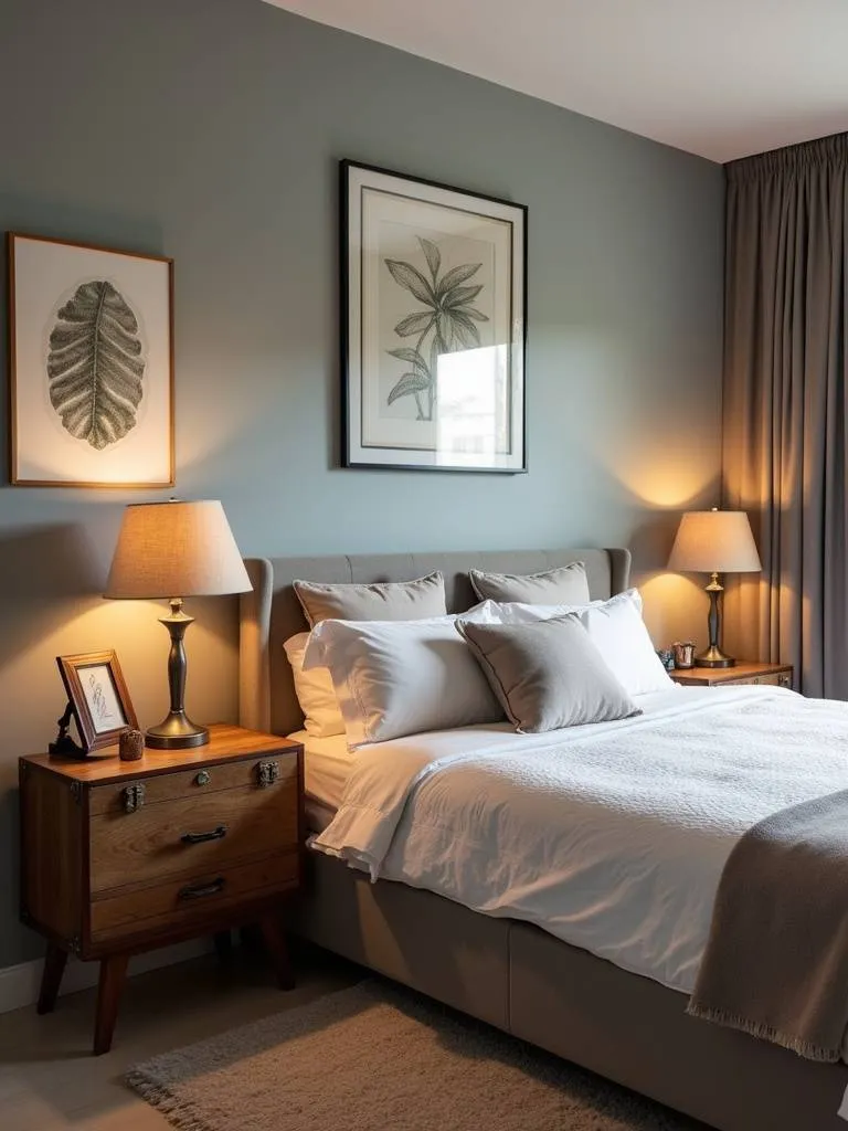 A bedroom that showcases the charm of repurposed vintage items, creating a one-of-a-kind and character-filled space.