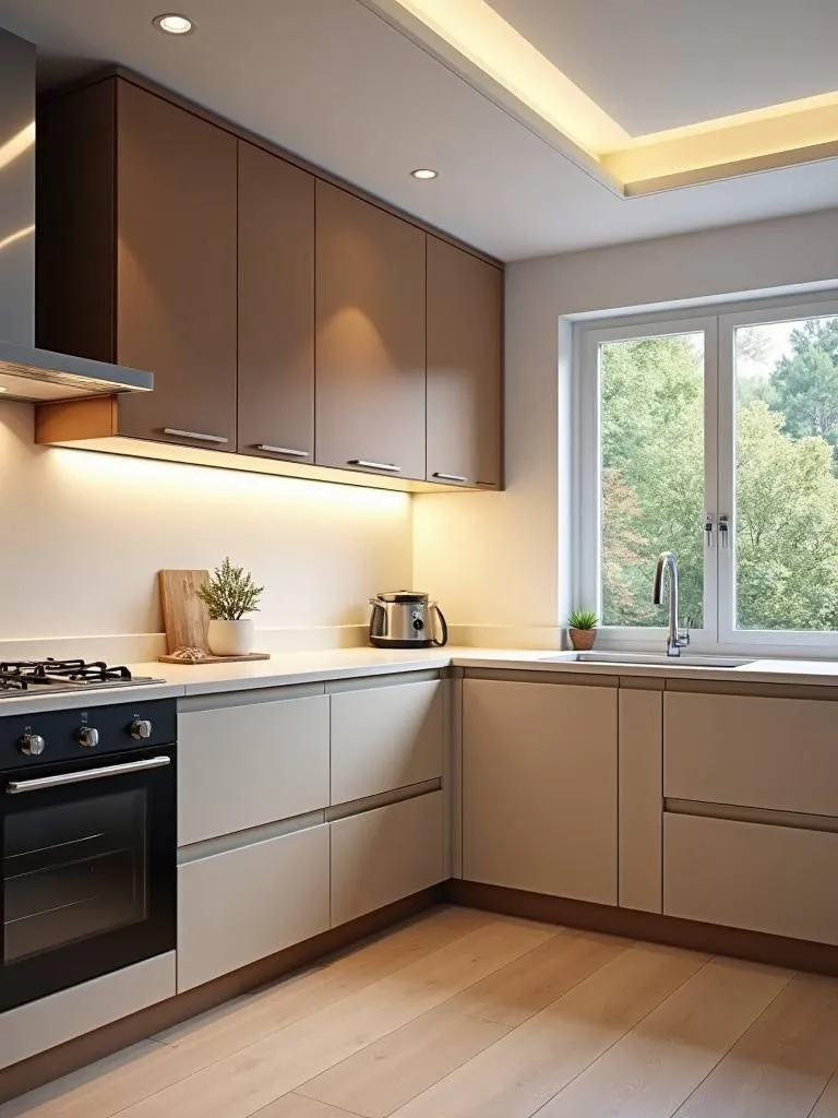 Two-toned kitchen cabinets featuring light and dark greys in a modern style.
