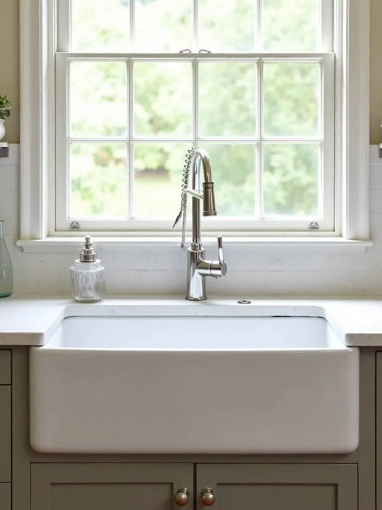 Traditional kitchen with a farmhouse sink.