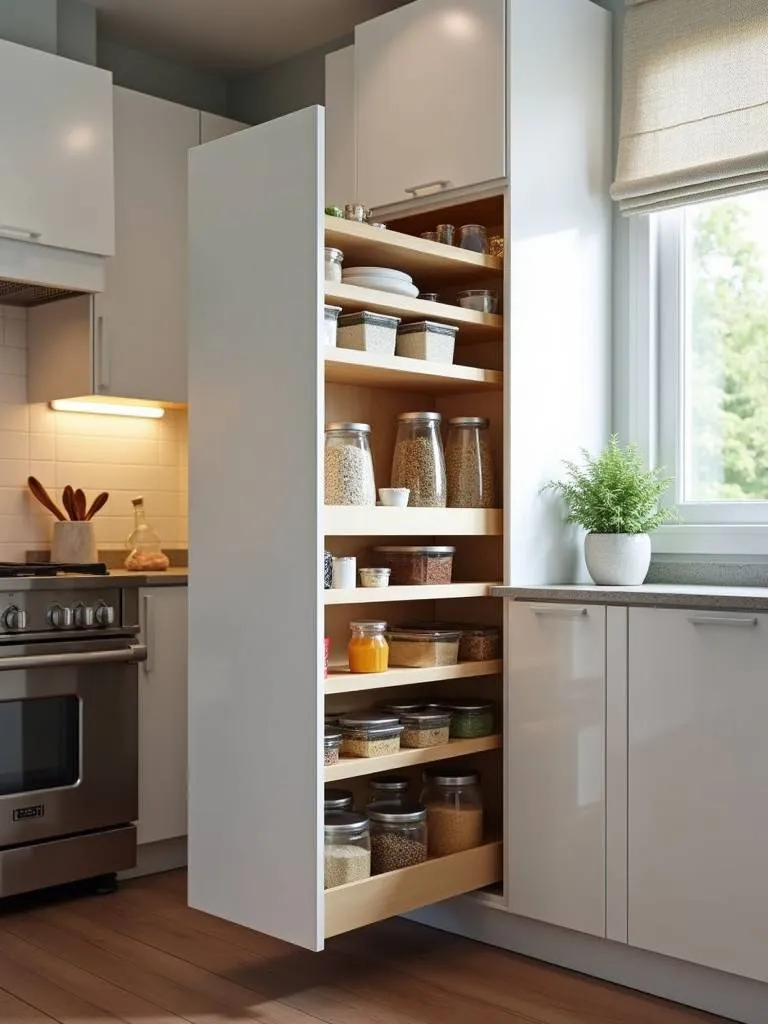 Pull-out pantry in a modern kitchen.