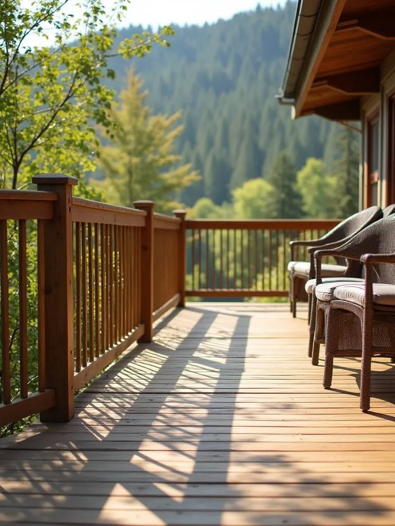 Sustainable deck railing made from recycled materials that blend functionality and environmental responsibility.