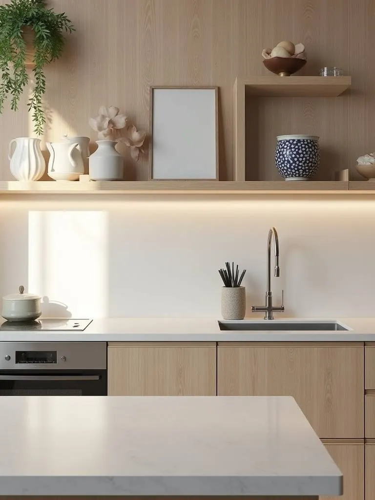 Kitchen counter area displaying budget friendly decorative accessories.