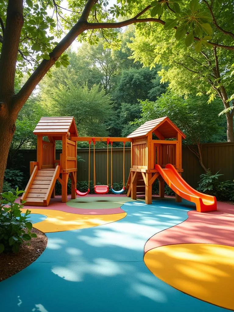 A safe and playful backyard children’s playground.
