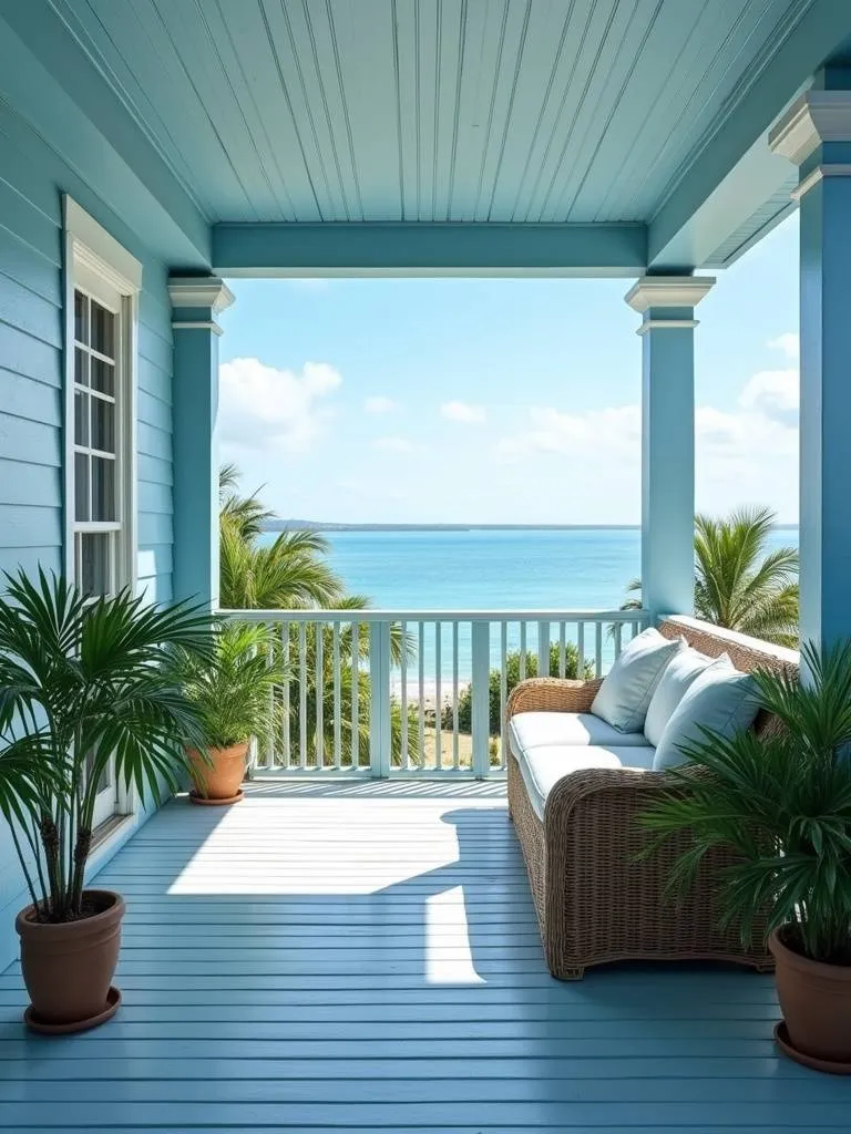 Light blue porch with ocean view