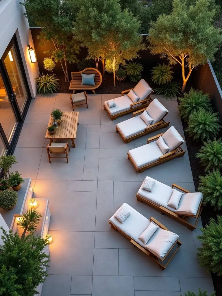 A backyard patio designed as a relaxation oasis.