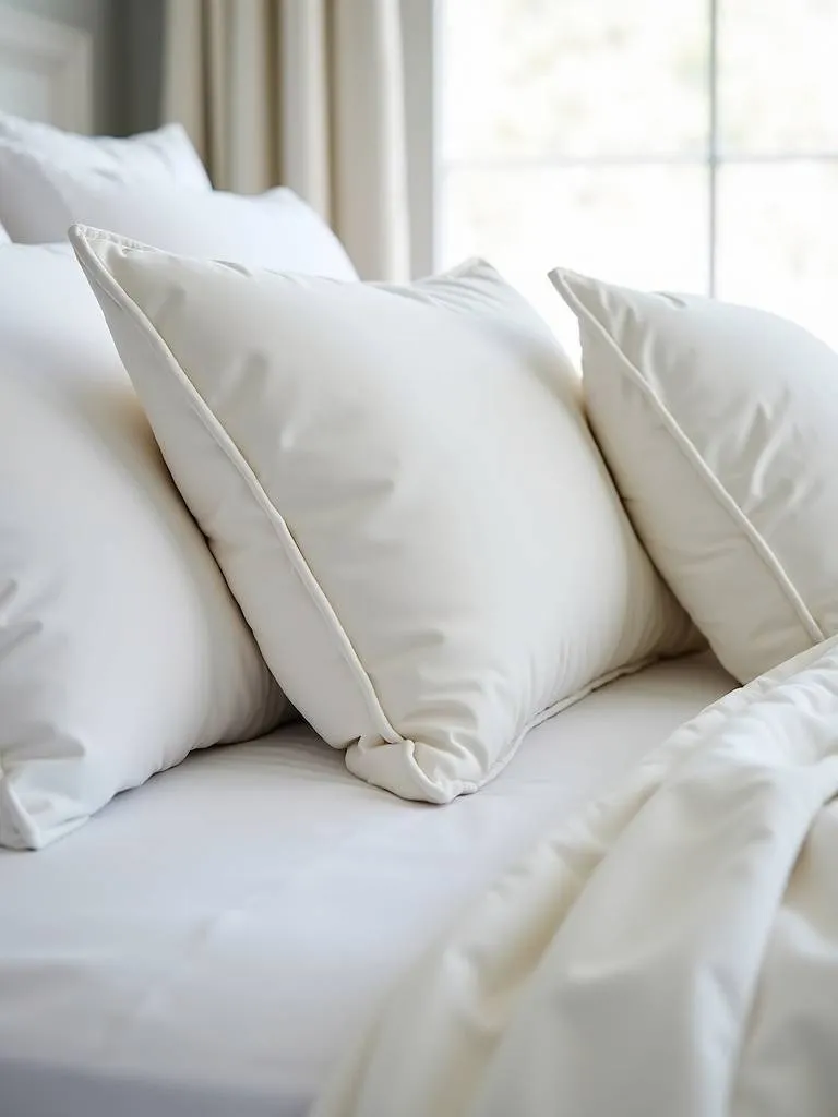 White velvet throw pillows arranged on a white duvet cover, highlighting the luxurious texture.