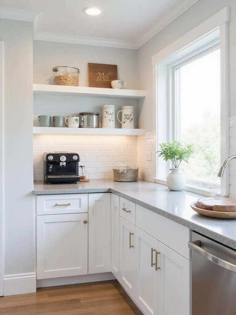 Dedicated coffee station in a modern farmhouse kitchen