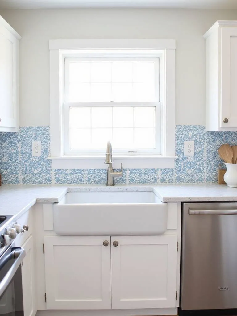 Affordable DIY kitchen backsplash using painted stencils