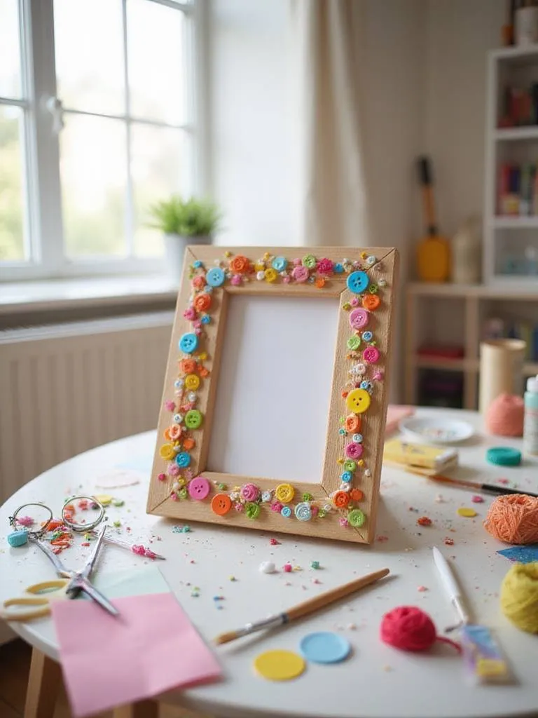 DIY art project in colorful kids bedroom