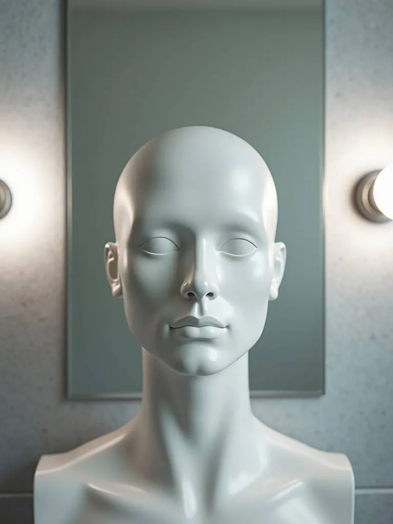 Close-up of a face illuminated by ideal shaving lighting, highlighting smooth skin and even light distribution.