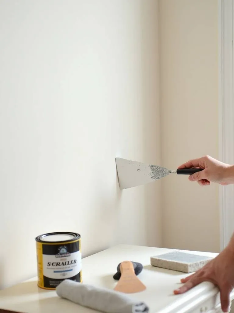 Preparing dining room walls for painting: Filling nail holes with spackle for a smooth finish.