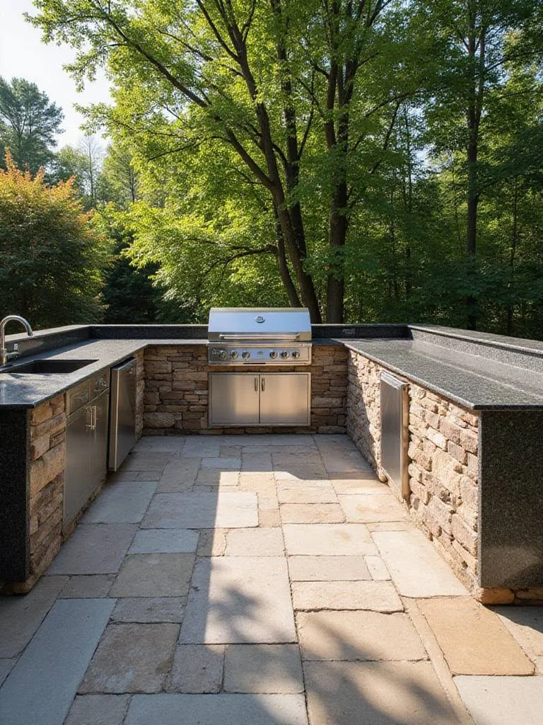 Durable and weather-resistant materials used in a luxurious outdoor kitchen