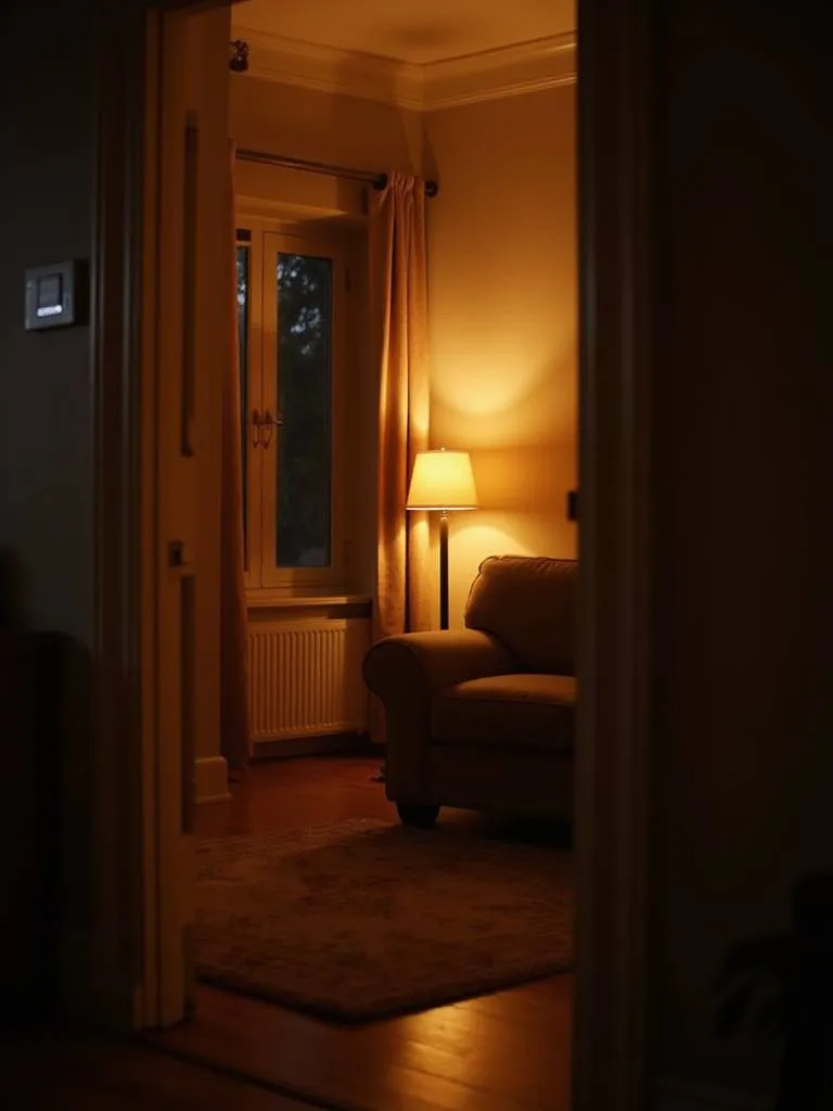 Cozy living room with warm, customizable lighting controlled by dimmer switches.