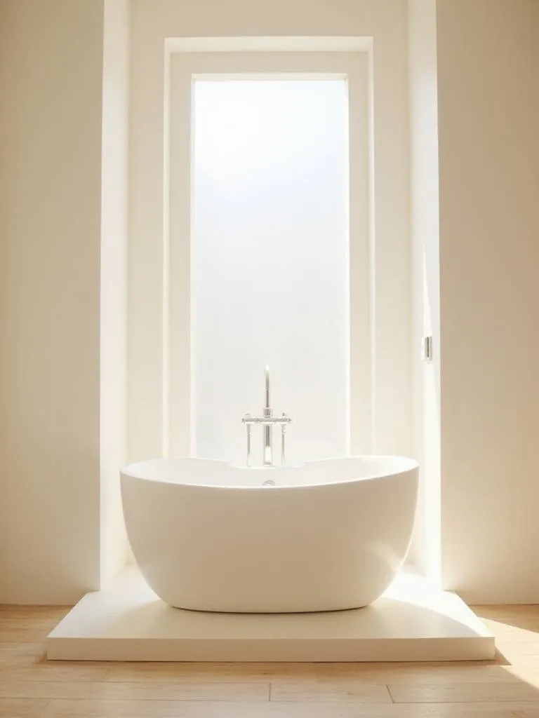 Bright, naturally lit modern bathroom with a skylight above a freestanding tub.