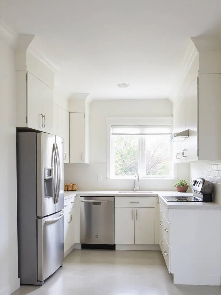 Small kitchen design with light colors to maximize space