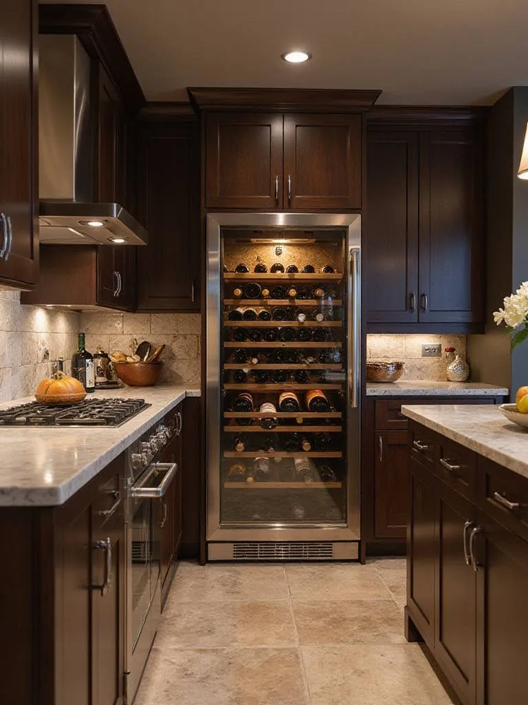 Luxurious kitchen with integrated wine fridge