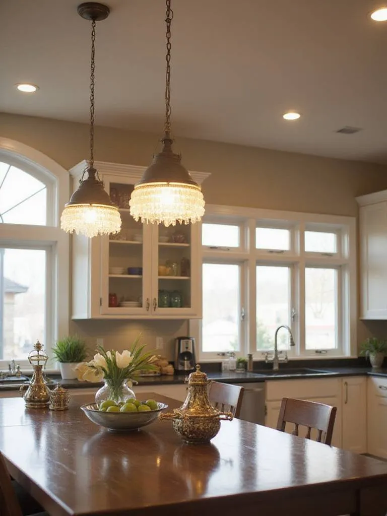 Elegant kitchen showcasing quality lighting fixtures with natural light