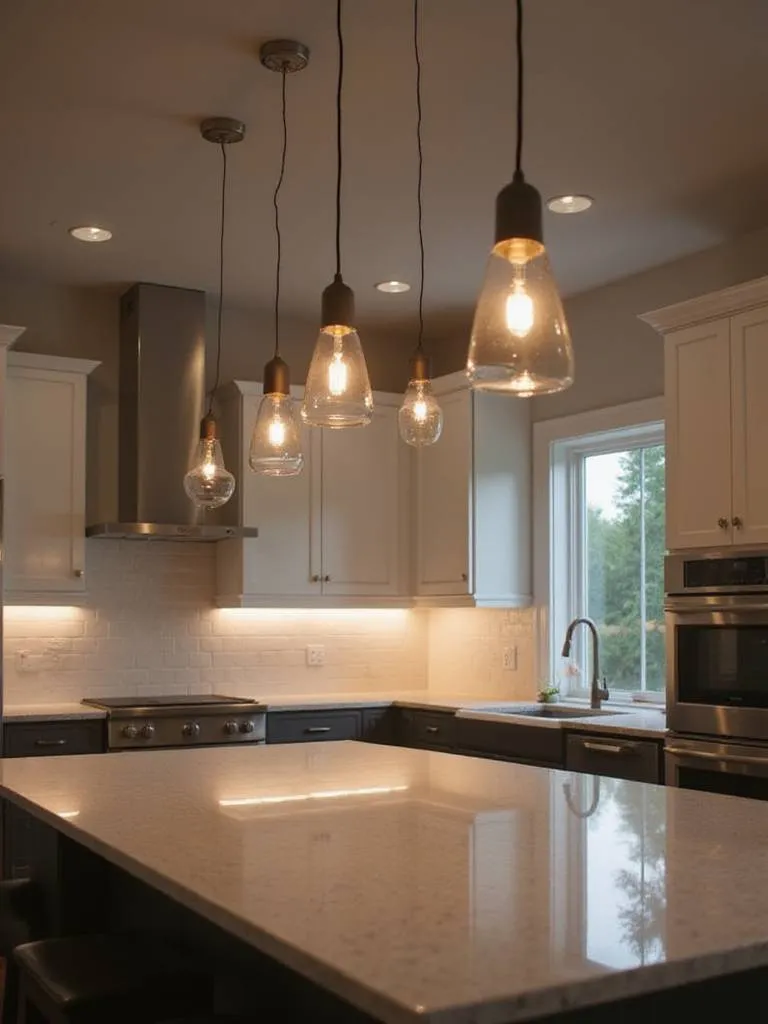 Modern kitchen with versatile lighting control through dimmers installed