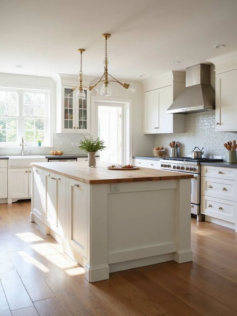Modern kitchen with a large kitchen island and natural lighting