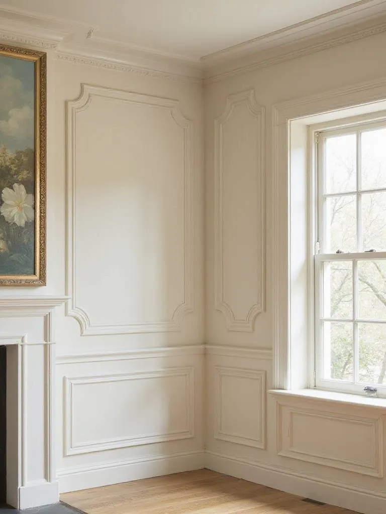 Living room with decorative moulding and trim details showcasing crown molding, wainscoting, and picture frame moulding