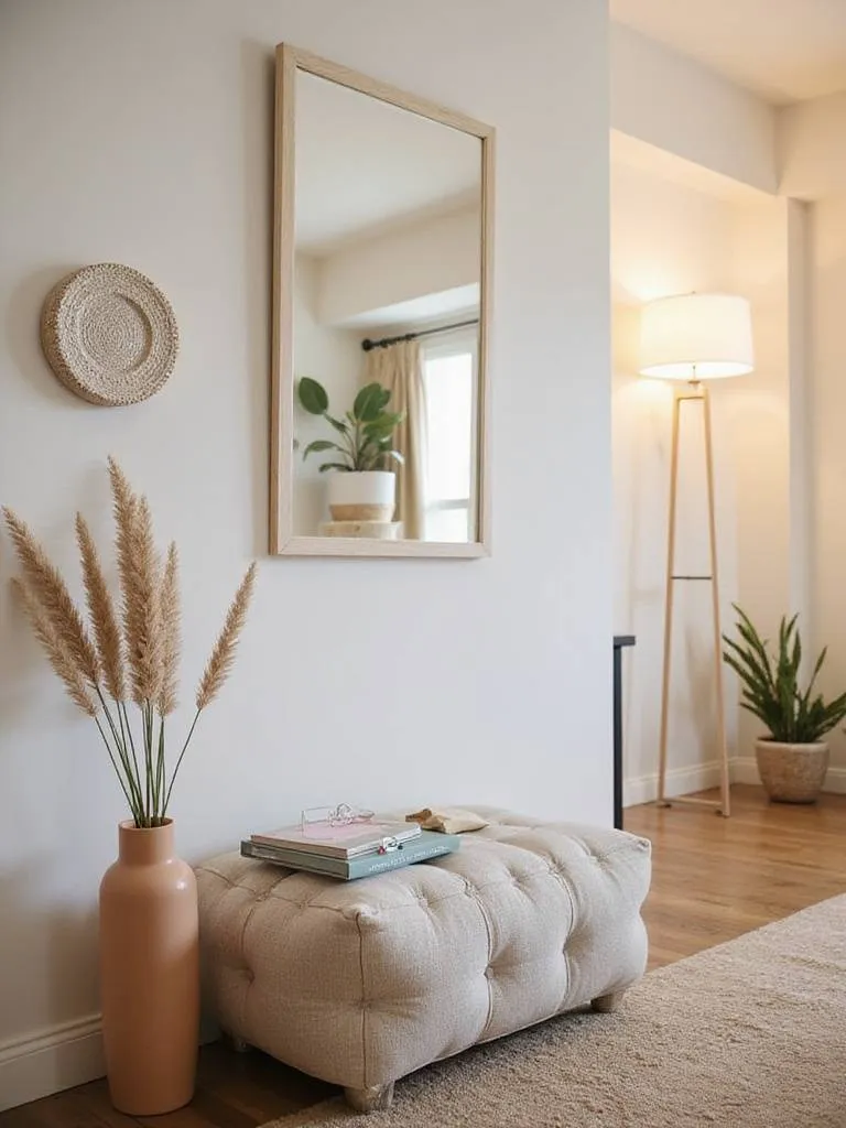A small living room with purposeful decor items that enhance both aesthetics and functionality.