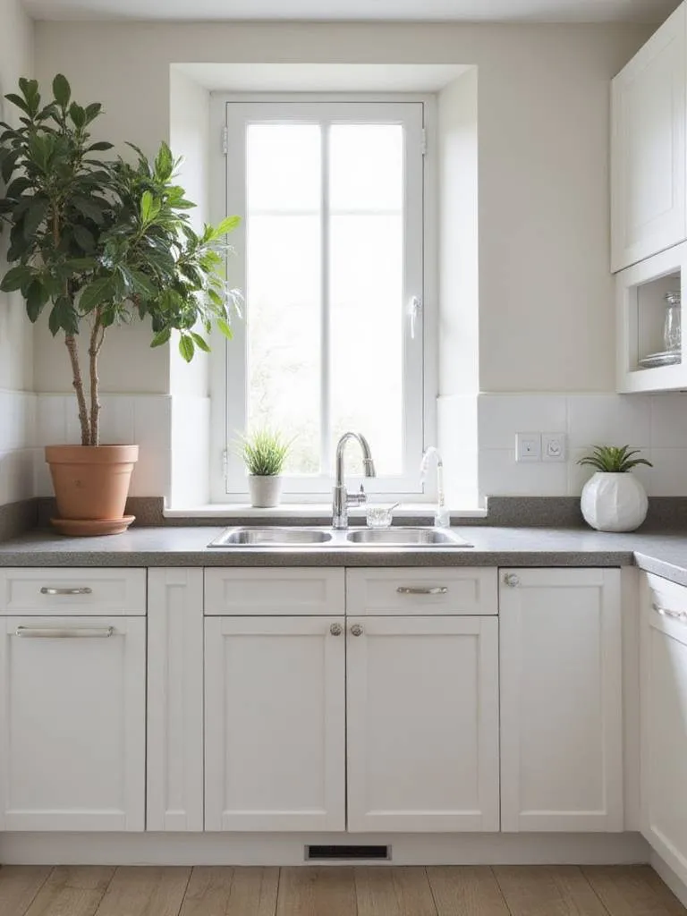 A small kitchen showcasing slim countertops with a minimalist design.