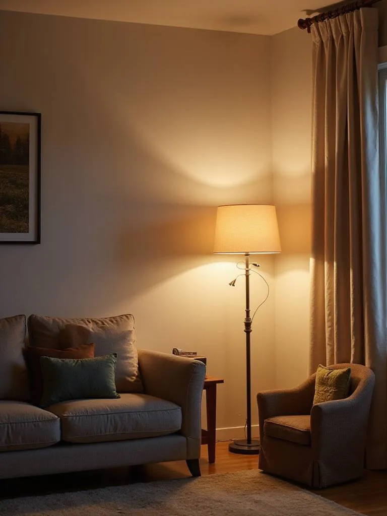 Living room with diverse layered lighting creating an inviting ambiance