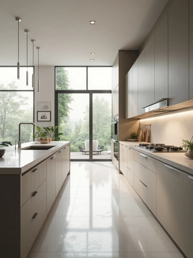 Contemporary kitchen featuring modular cabinetry systems in various finishes