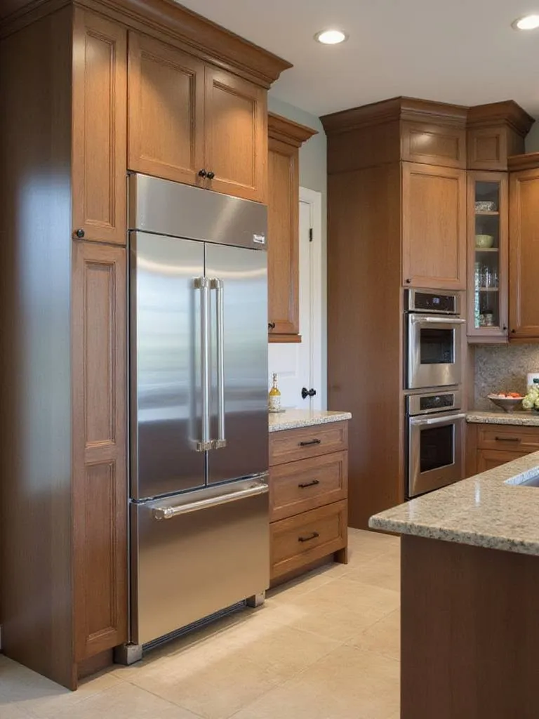 Modern kitchen with seamlessly integrated appliances and elegant cabinetry