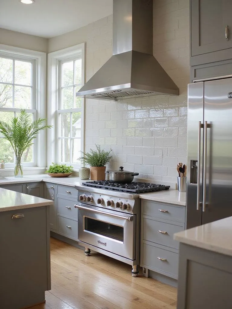 Modern kitchen featuring professional-grade appliances and sleek design.