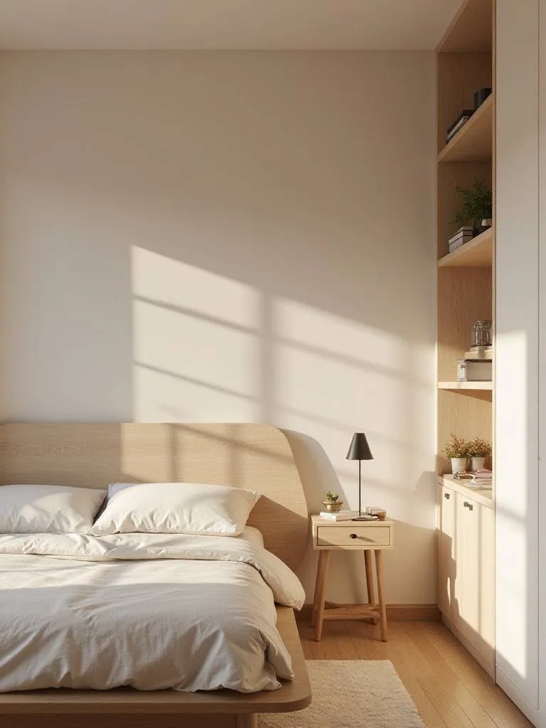 Stylish small bedroom with proportionate furniture pieces