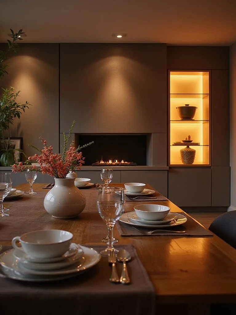Contemporary dining room with smart home technology integration