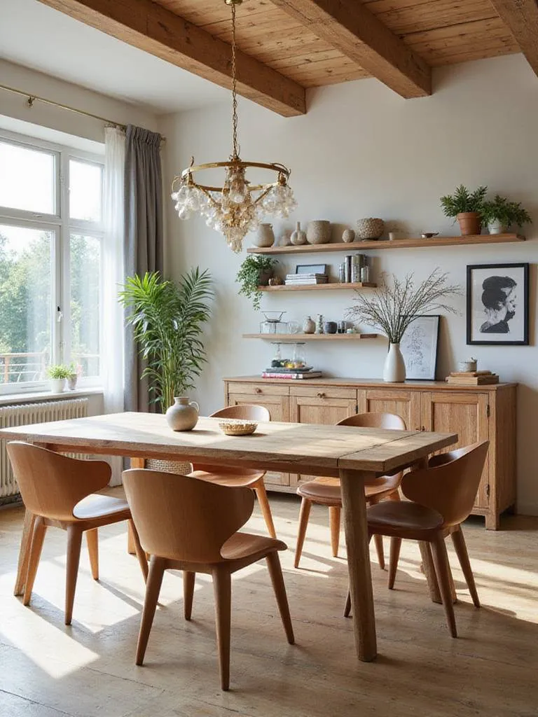 Eco-friendly furniture in a contemporary dining room with natural light
