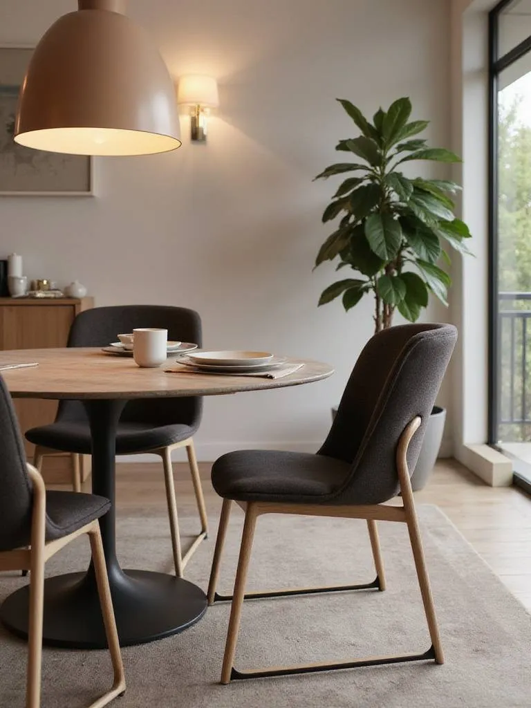 Contemporary dining room with ergonomic dining chairs