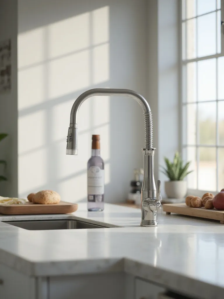 Modern touchless faucet in a contemporary kitchen setting.