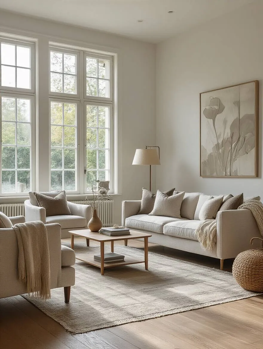 Cohesive living room interior showcasing a well-defined personal decor style with harmonious furniture and accessories