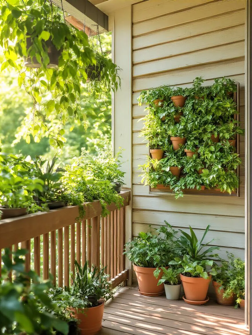 Lush back porch greenery with potted plants and <a href=