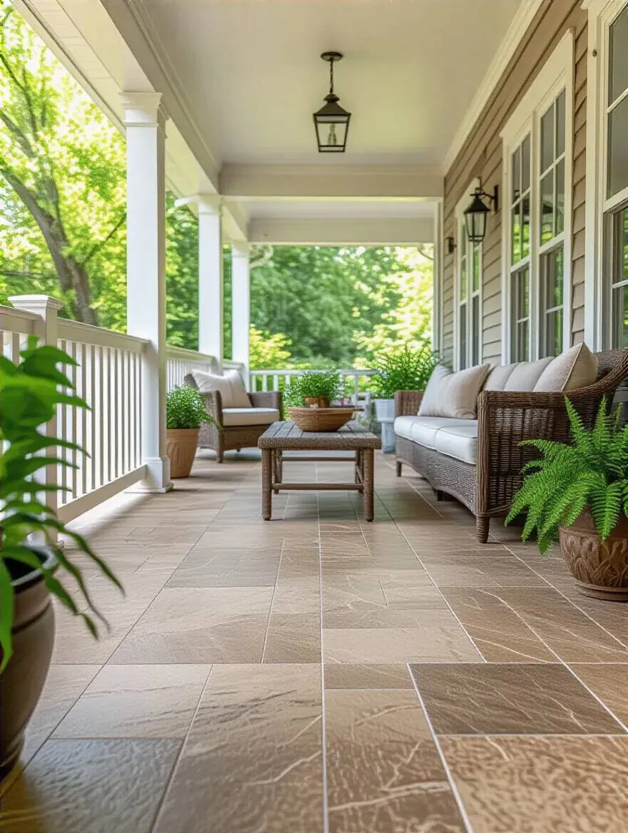 Back porch with durable outdoor flooring