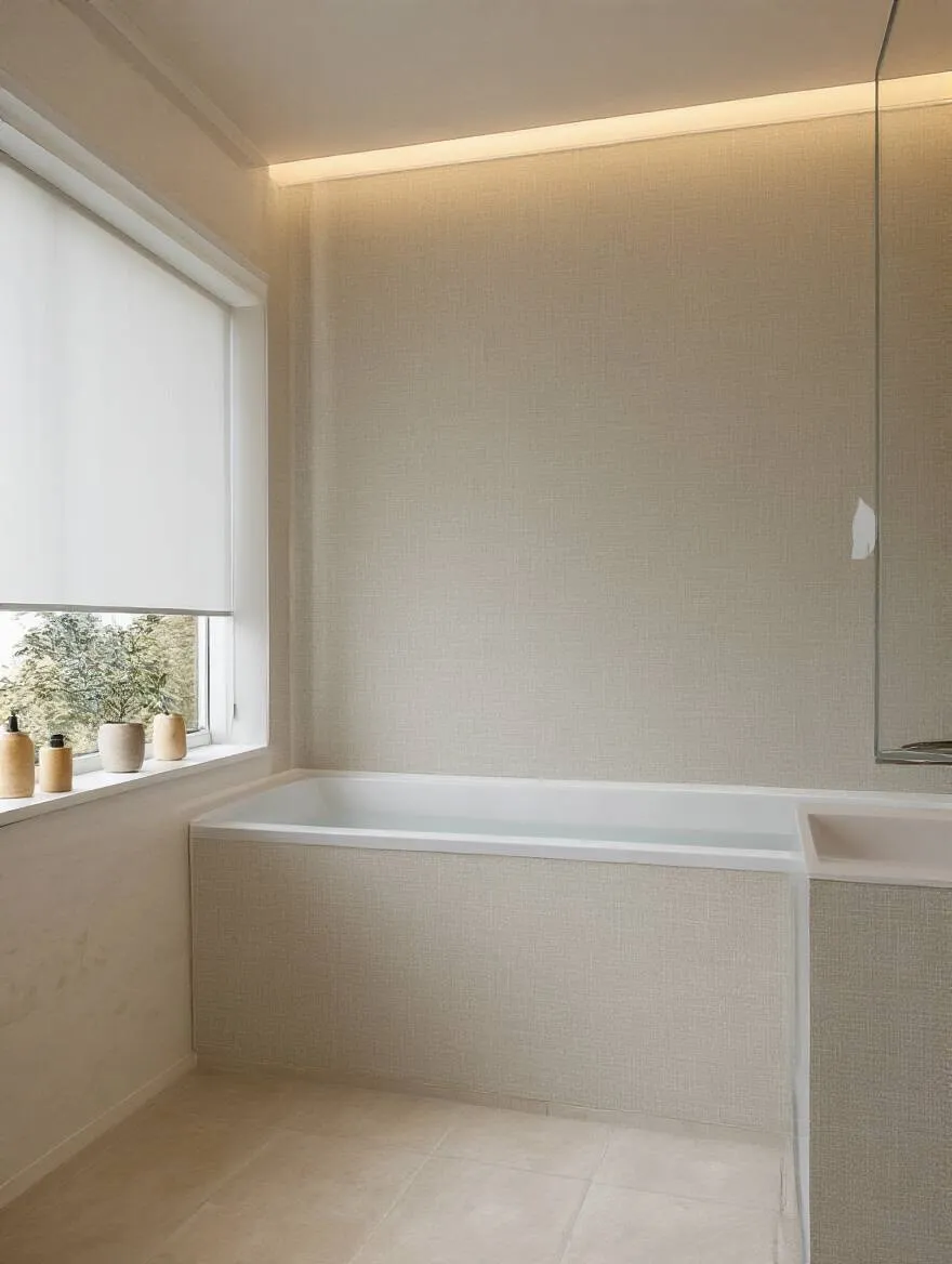 Portrait view of humidity-resistant bathroom wallpaper materials