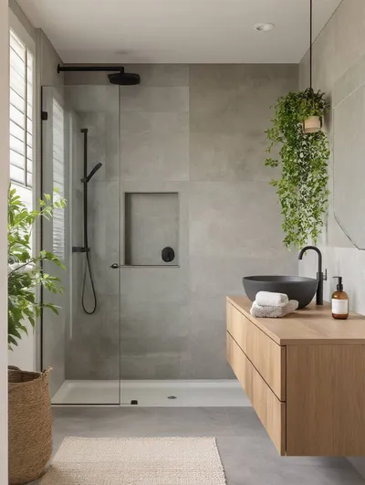 Portrait of a cohesive bathroom decor style in a modern space